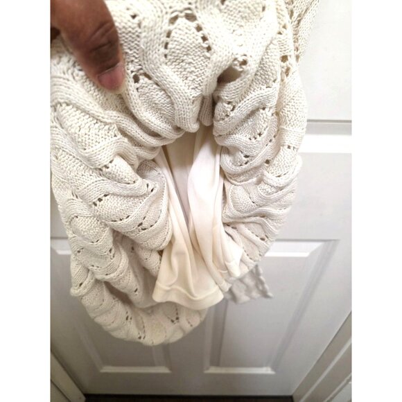 Freshman 1996 Crochet Knit Sleeveless Maxi Dress Tassel Tie Waist In Ivory Size - Picture 7 of 12